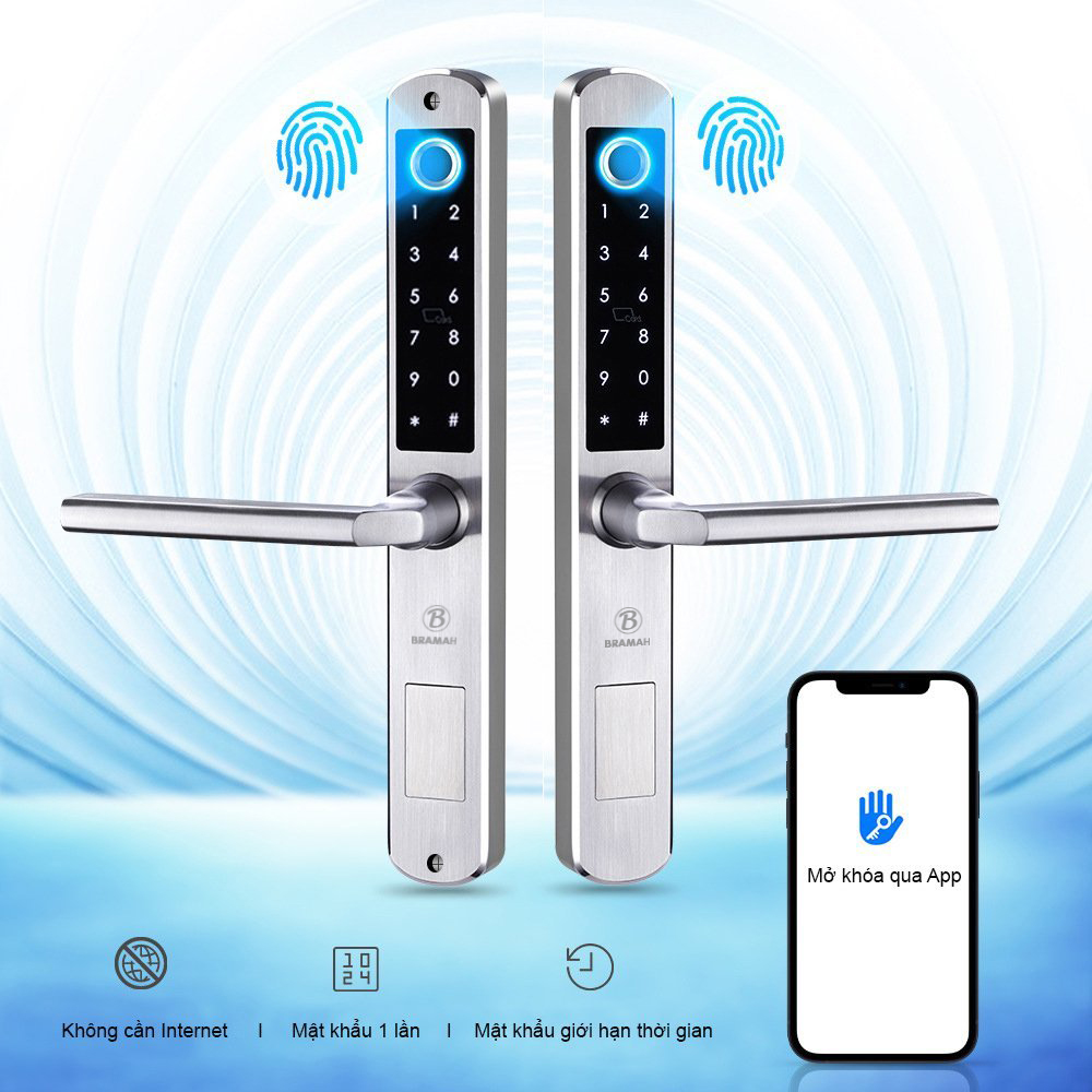 khóa vân tay cửa nhôm bramah a250